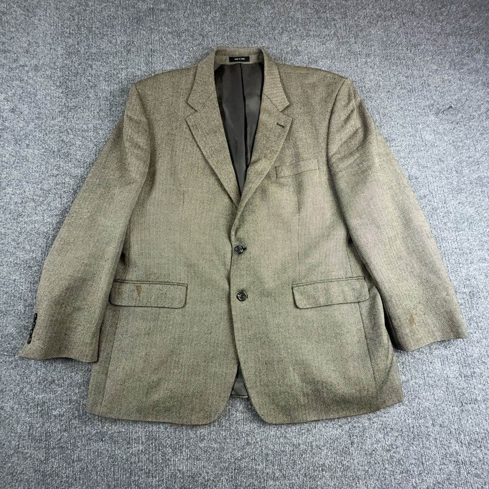 Lauren Ralph Lauren Blazer Sport Coat Mens 46 Brown Lambswool Herringbone Tweed